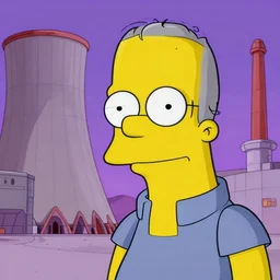 close up sci - fi waylon smithers simpsons, glowering over a nuclear power plant, old gray haired smithers, glasses, yellow skin, centered, digital painting, smooth, sharp focus, illustration, artgerm, tomasz alen kopera, peter mohrbacher, donato giancola, joseph christian leyendecker, wlop, frank frazetta