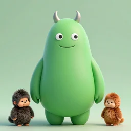 a big head Moomin, two tiny horns, 3D art, Finnish green, Baymax style, sweetness, technology, futurism, kawaii, Marina Dieul, Monchhich, Kristina Shablina, 8K
