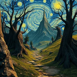 lord of the rings in van gogh style, ultra detailed, trending on artstation, concept art, octane render, unreal engine,