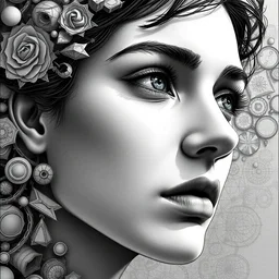 thinking about big ideas, beautiful, detailed portrait, intricate complexity, ilya kuvshinov, cell shaded, 4 k, concept art, black and white, by wlop, ilya kuvshinov, greg rutkowski