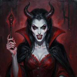 A extremely highly detailed demonic scary evil painting of a vampire woman