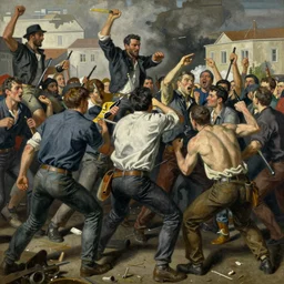 highly detailed painting of a riot, otto dix