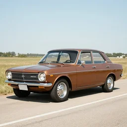 a 1960s hatchback car, brown