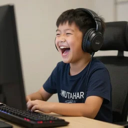 mutahar from the youtube channel someordinarygamers laughing at a little kid