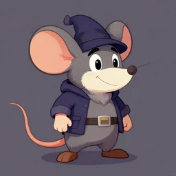 anthropomorphism, mouse / human hybrid game character concept art, thief, bad guy, colorful friendly style