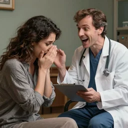 photo of an excited doctor delivering bad devastating news to his horrified patient