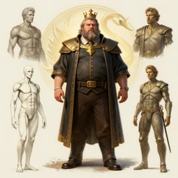 a heavy set university professor teaches computer science, character concept art, fantasy, illustration, body proportion study, artstation, cinematic lighting, hyperdetailed, cgsociety, 8k Resolution, high resolution, Charlie Bowater, Tom Bagshaw, Tom Richmond, insanely detailed and intricate, beautiful, elegant, golden ratio, royal swan insignia in background