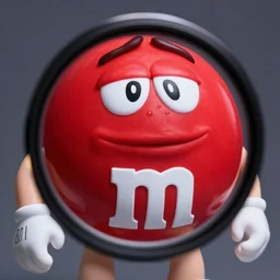 a giant m & m with the face of eminem, macro lens, studio lighting