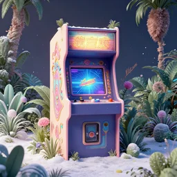 80s outdoor retro arcade, 80s color scheme, retro, pastel colors, desolate, lush vegetation, snow, moody:: by Simon Stålenhag and beeple and James Gilleard and Justin Gerard :: ornate, dynamic, particulate, intricate, elegant, highly detailed, centered, artstation, smooth, sharp focus, octane render, 3d
