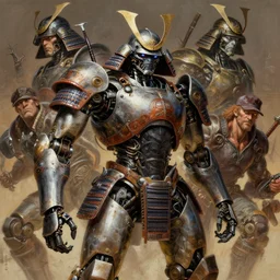 spawn, robot samurai, digital painting masterpiece by frank frazetta and kim jung gi and mœbius and mike mignola, 4 k wallpaper, highly detailed, intricate brush strokes