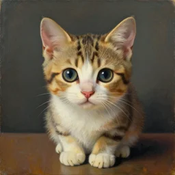 surrealist painting of a cute kitten
