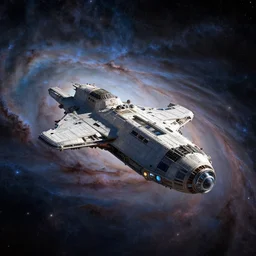 spaceship in a nebula, by Chris Foss