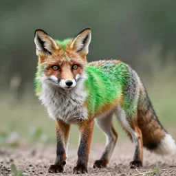 a fox with green fur 4K photo