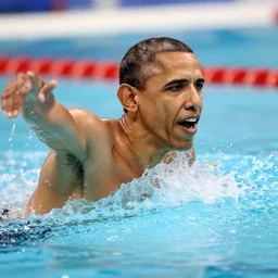 obama swimming in pool, 4k