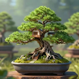 a house in a bonsai, digital art, trending on artstation, hdr, fantasy art
