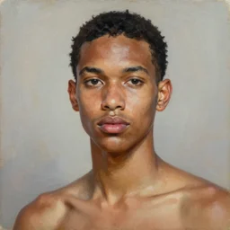 A portrait of a thin trendy and gorgeous non-binary person, light skin tone, Maori people, oil painting by Kehinde Wiley, majestic, detailed, high resolution