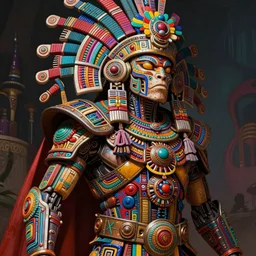 hyper detailed ultra sharp of a aztec biomechanical warrior trance man, trending on artstation, warpaint aesthetic, bloodwave, colorful, psychedelic, ornate, intricate, digital painting, concept art, smooth, sharp focus, illustration, art by artgerm and greg rutkowski and h. r. giger, 8 k