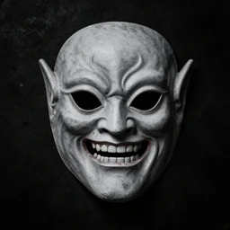wet plate photography, dark background, cthulhu mask by beksinski