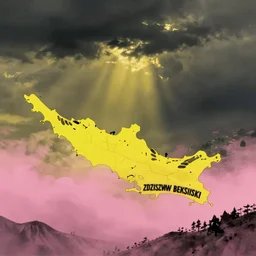 detailed photograph of indonesia in the style of zdzisław beksinski : : yellow and pink : : photorealistic : : gloomy and dark