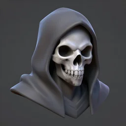 hooded wraith skull, stylized stl, 3 d render, activision blizzard style, hearthstone style, darksiders style