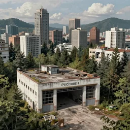 a beautiful hyperdetailed highly detailed urbex fire station abandoned city by oscar niemeyer, matte painting forest tundra, archdaily, wallpaper, highly detailed, trending on artstation.