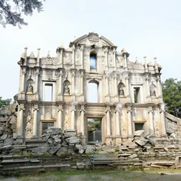 an image of an old ruin. an artists pencil sketch of the building in pristine and complete condition has been overlaid onto a photo of the ruin using double exposure