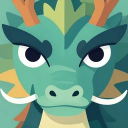 Dragon close up of face, abstract, simplified shapes, hypnotic eyes