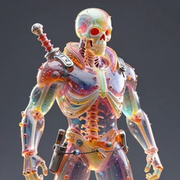 official portrait of a playable fighter for PS4 fighting game, translucent candy skeleton, bump mapping, global illumination, incredibly detailed, D&D protagonist, octane render, finished concept art, digital art by Katsuya Terada, trending on Artstation