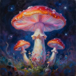 mushroom universe by Alex Gray, oil painting, cosmic, ethereal, highly detailed, psychedelic, (((neon)))