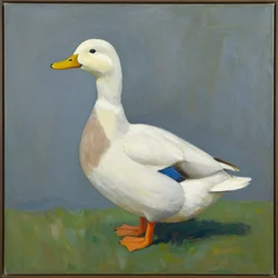 a duck on the prowl oil painting john hoyland