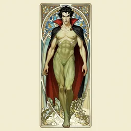 full - body artwork, vampire poison ivy, by artgerm, cushart krenz, greg rutkowski. art nouveau neo - gothic stained glass by mucha. swirly intricate glass linework background. gaudy colors, sharp edges. ultra clear detailed. 8 k. elegant. octane render