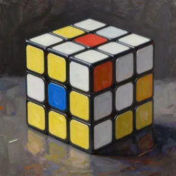 realistic oil painting of a rubik's cube