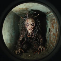 the yucky creature in the crawlspace, film still from the movie directed by denis villeneuve and david cronenberg with art direction by salvador dali and zdzisław beksinski, wide lens