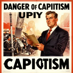 an american propaganda poster warning the danger of capitalism
