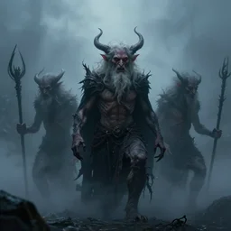 elder demons from the abyss in a misty fog, by emil melmoth, by beksinski, cinematic