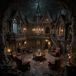 detailed the living hall haunted house, highly detailed, illustration, fantasy art, in the style of greg rutkowski, epic, fantasy, intricate, hyper detailed, artstation, concept art, smooth, sharp focus, ray tracing