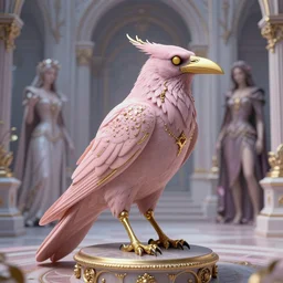 dreamlike luxury gothic raven, pale pink and gold, art by artgerm, wlop, loish, ilya kuvshinov, 8 k realistic, hyperdetailed, beautiful lighting, detailed background, depth of field, frostbite 3 engine, cryengine,