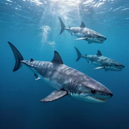 A photo of an army of Megalodons
