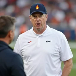 A burning in flames coach Belichick talking to the media