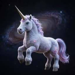 a galaxy on the horn of a spherical unicorn in a vacuum, 4 k ultra realistic octane render