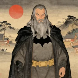 portrait photo of Gandalf Batman, traditional japanese art