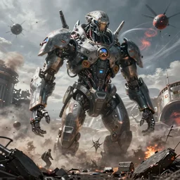 an epic 3 d mattepainting and photobash of a epic massive cyberpunk cyborg of alien civilization with style of futuristic and hyper - realist and post apocalypse including nuclear war and daylight and interstellar with scifi blockbuster cg vfx concept art riot cinematic bio hazard soviet by zdislaw beksinski and fvckrender and visualdon trending on cgsociety unreal engine 5