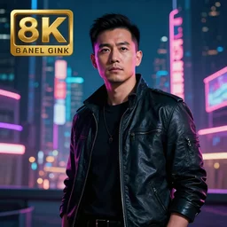 high quality photo of a in the mayor of a cyberpunk cyberpunk cyberpunk city, neon lights, realism, 8k, award winning photo