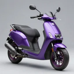photo of a concept sport maxi scooter, purple paintjob, tuning award, racing appearance, high powered engine, racing exhaust, golden hour, colorful rims, 8 5 mm, f / 1. 3