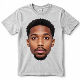 a t - shirt design of the face of a person named blurk buttershame