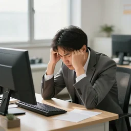 the hottest day on record, office worker really struggling, 4 k photo