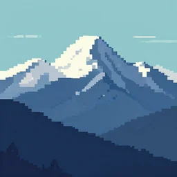 a pixel art mountain range