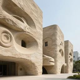 Futuristic sandstone tadao ando Facades with biomimicry carvings