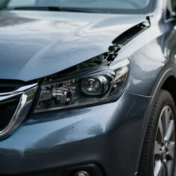 extreme close - up of the front of my car after a crash, 4 k, highly detailed, award winning, look at all that detail!