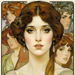 realistic detailed face portrait of underworld goddess eva green by alphonse mucha, ayami kojima, amano, charlie bowater, karol bak, greg hildebrandt, jean delville, and mark brooks, art nouveau, eva green, neo - gothic, gothic, rich deep moody colors
